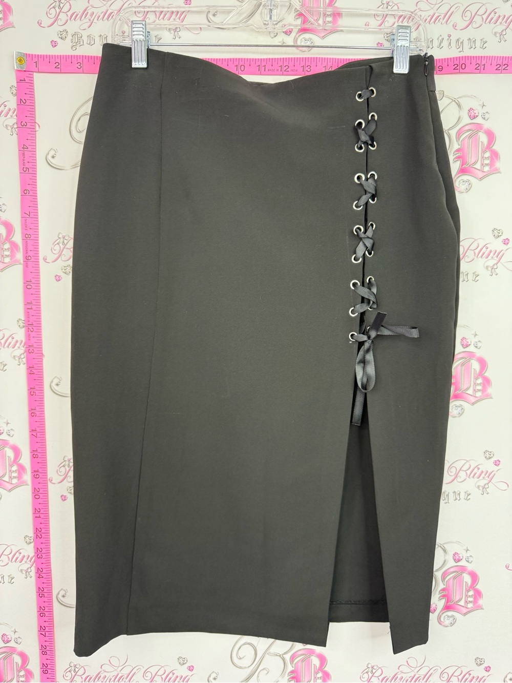 Revamped Black Pencil Skirt with Lace-Up Side brand new